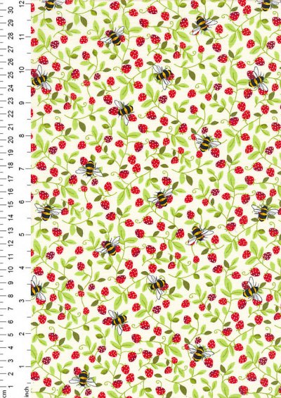Rose & Hubble - Quality Cotton Print CP0867 Ivory Bees