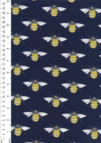 Rose & Hubble - Quality Cotton Print CP0395 Navy Bees