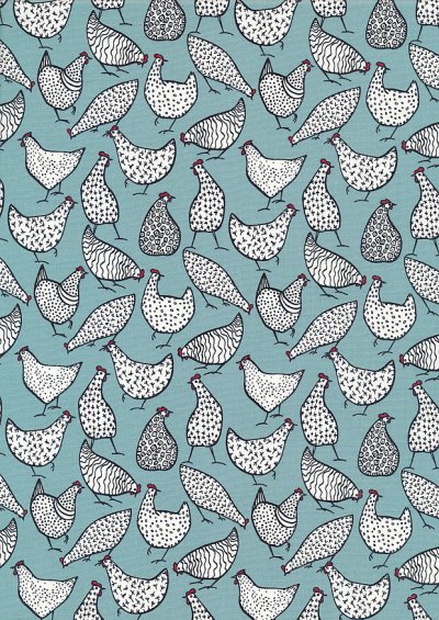 Rose & Hubble - Quality Cotton Print CP-0805 Duck Egg Chickens