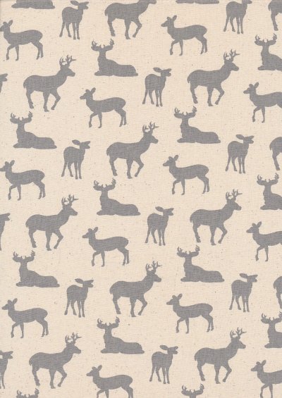 John Louden Scandi Christmas - Reindeer Grey On Cream 9002E