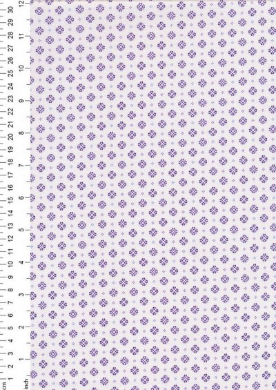 Sevenberry Japanese Ditsy Floral - Purple Pressed Flower On White