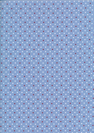 Sevenberry Japanese Ditsy Heirloom - White & Red Spots On Powder On Blue