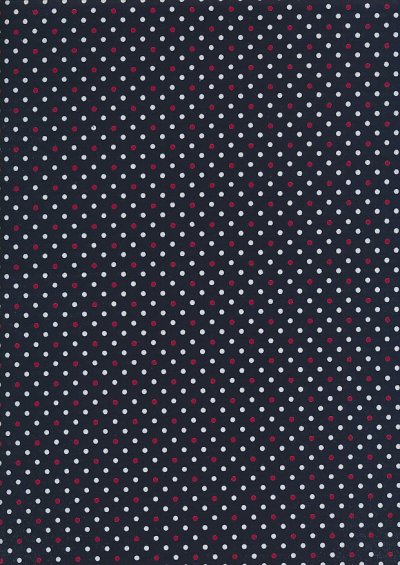 Sevenberry Japanese Ditsy Heirloom - White & Red Spots On Navy Blue
