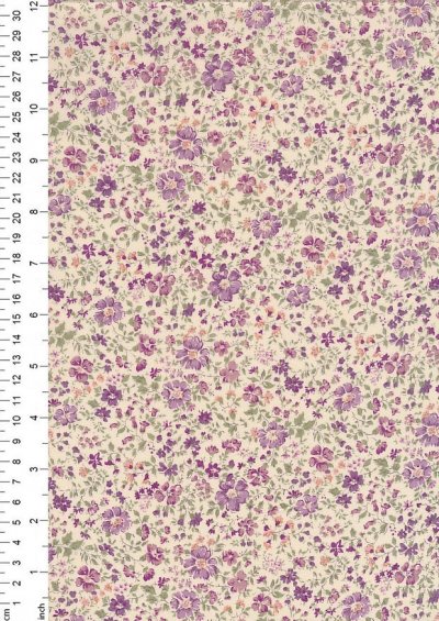 Sevenberry Japanese Ditsy Floral - Wild Flower Purple lawn