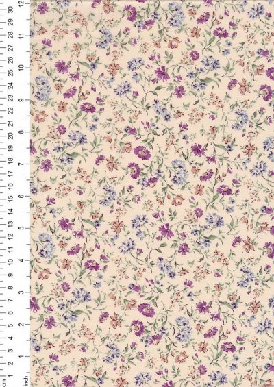 Sevenberry Japanese Ditsy Floral - Painted Posy Purple lawn