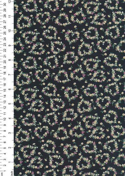 Sevenberry Japanese Ditsy Floral - Daisy Garland Black