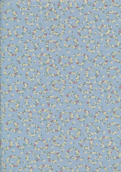 Sevenberry Japanese Ditsy Floral - Daisy Garland Blue