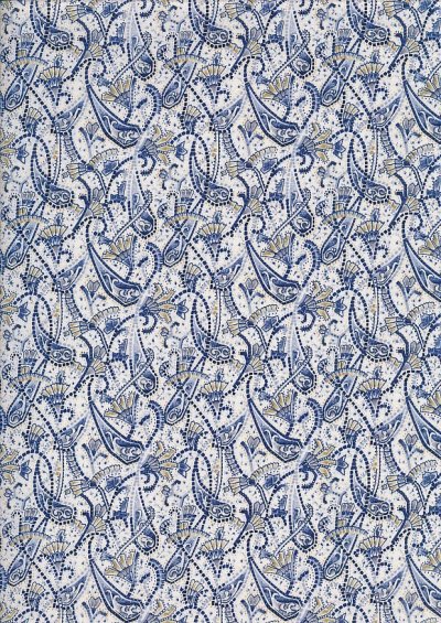 Sevenberry Japanese Ditsy Floral - Paisley Pattern Blue