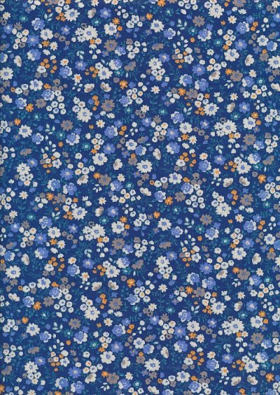 Sevenberry Japanese Ditsy Floral - Flower Bed Blue