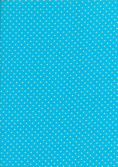 Fabric Freedom - White Pin Spot On Aqua