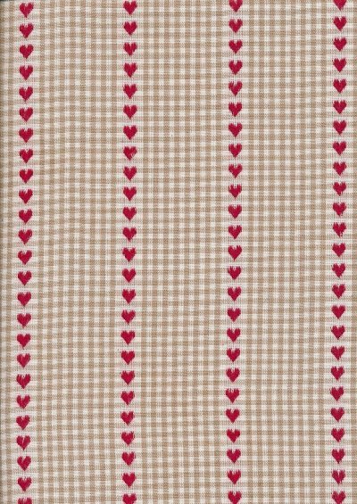 Canvas Ticking - Red Hearts