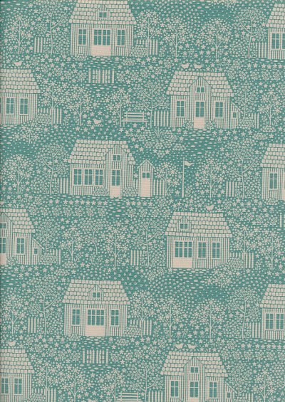 Tilda Fabrics - Hometown My Neighbourhood Teal 110061