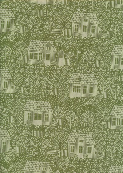 Tilda Fabrics - Hometown My Neighbourhood Moss 110063
