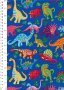 Novelty Fabric - Multi Coloured Dinosaurs On Blue