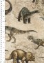 Novelty Fabric - Realistic Dinosaurs On Taupe