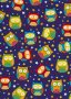 Novelty Fabric - Night Owls And Stars On Blue